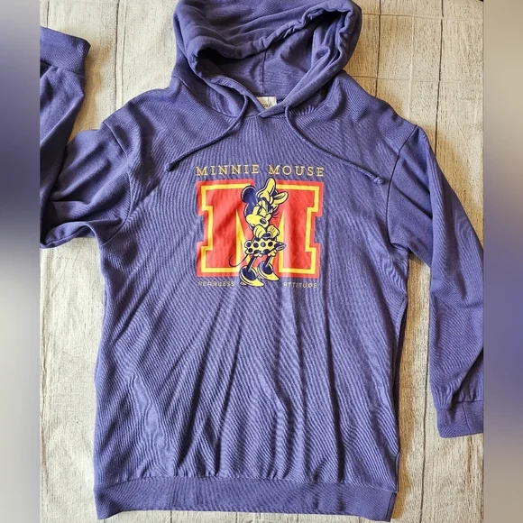 Disneyland Hong Kong •Size Large• Purple Minnie Mouse Pullover Hoodie Cotton - Picture 1 of 7